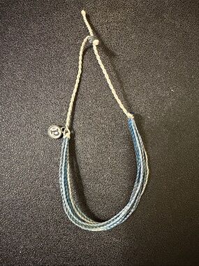 Pura Vida Light Blue Multi-Strand Cord Necklace with Silver Charm
